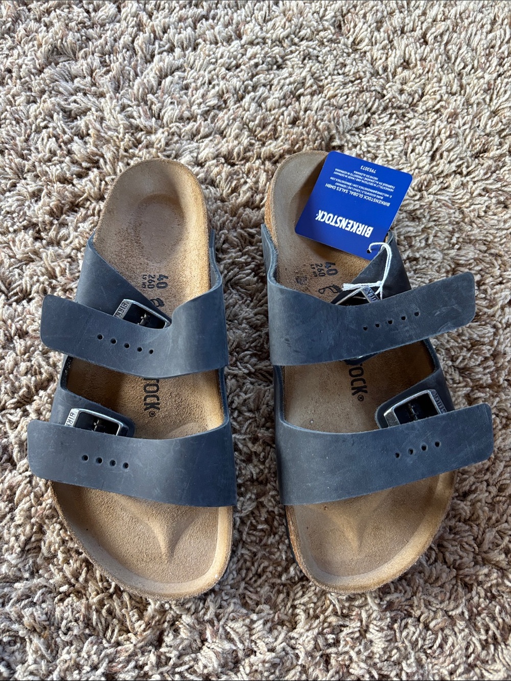 Birkenstock Arizona BS Black Leather Two-Strap Sandals Size 40 EU - Picture 4 of 8